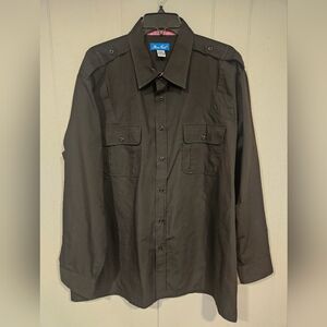 Bruno Conte XXL Black Long Sleeve Button Down Flap Pockets Shirt  Epaulettes
